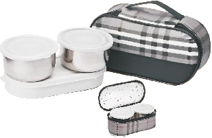 Plaid Insulated Lunch Set with Serving Tray