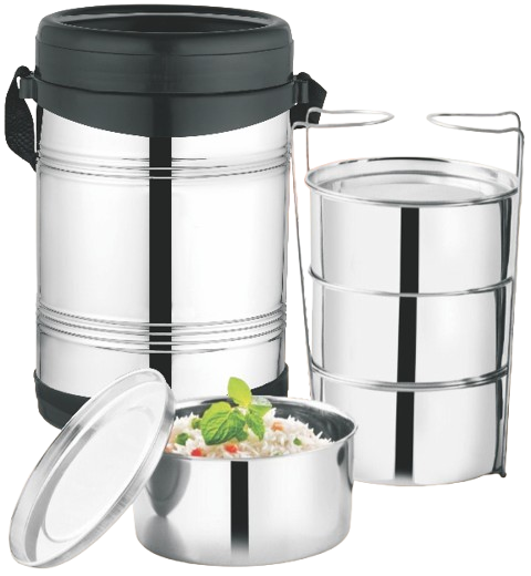 Compact Stainless Steel Lunch Box with Plaid Bag